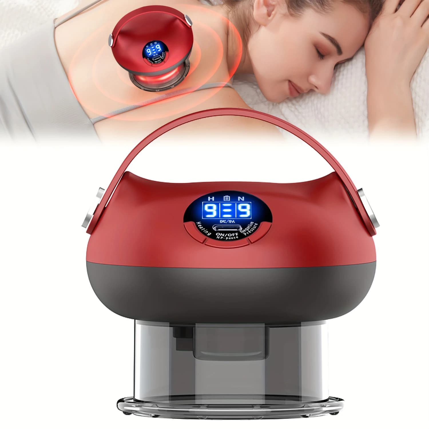 Dispositivo per coppettazione, massaggiatore per coppettazione intelligente per ridurre l'affaticamento, portatile e ricaricabile tramite USB, con olio essenziale