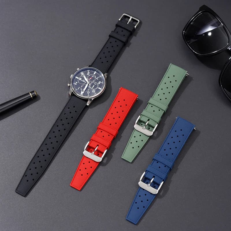 Cinturino per orologio in gomma tropicale premium 18mm 20mm 22mm Cinturino per orologio subacqueo Cinturino impermeabile Nero Rosso Verde Blu Arancione Bracciali
