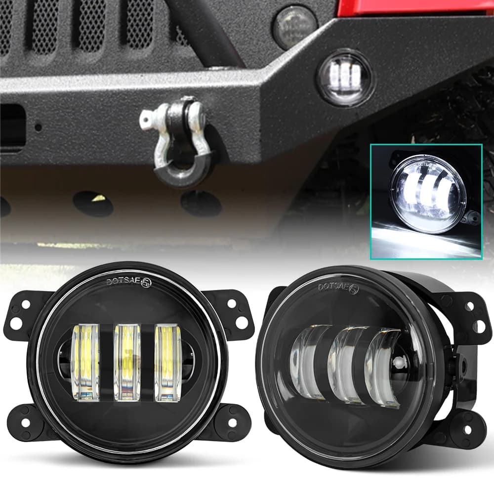 Faro fendinebbia anteriore a LED da 4 pollici per Jeep Wrangler JK TJ Off-Road con anello luminoso bianco DRL Angel Eyes