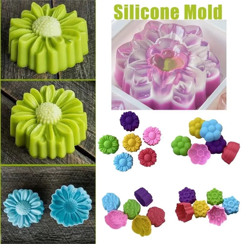 Disegni di fiori Stampo in silicone Cupcake Torta Budino al cioccolato Stampo per ghiaccio Resistente al calore Candela per aromaterapia in silicone antiaderente Fai da te