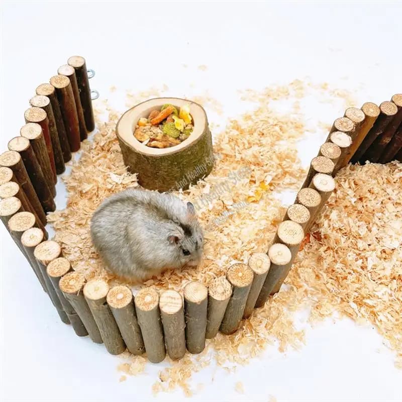 Ciotola per cibo in legno per criceti per animali domestici Ciotola per cibo per criceti Scoiattolo Giocattoli per rosicchi per piccoli animali Ciotole per cibo Facile da installare Facile da usare-A