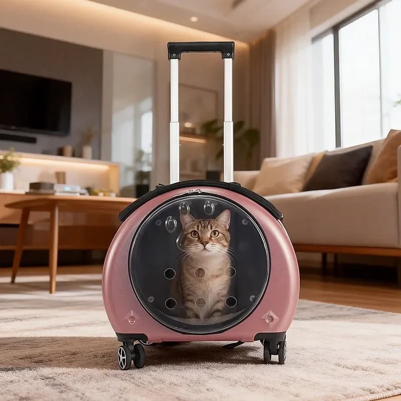 Transparent Pet Carrier Backpack Large Capacity Space Capsule Trolley Case for Cats and Small Dogs Portable Travel Bag with