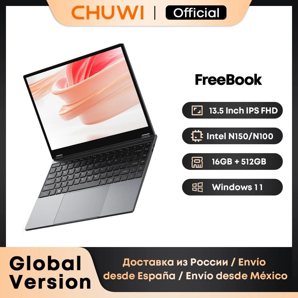 CHUWI FreeBook 2 in 1 Tablet portatile 13.5" FHD Touch Screen Intel N150 / N100 12GB / 16GB LPDDR5 512G SSD WIFI 6 2256*1504