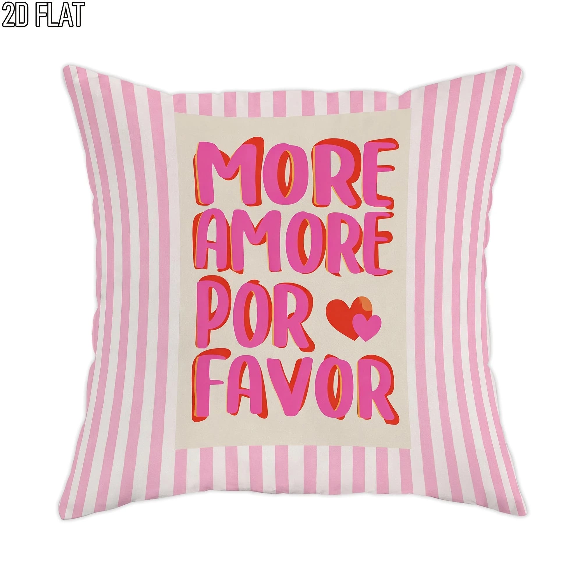 Fodera per cuscino piatta 2D a righe per San Valentino, 1 pezzo, stampa beige pesca, per divano, camera da letto, decorazioni per la casa, senza imbottitura