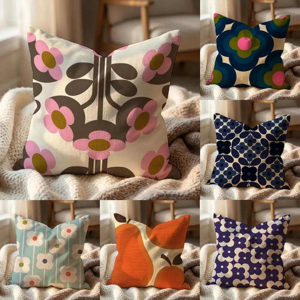Federa per cuscino estetica O-Orla Kiely, federa multi-scena per casa e auto - Reversibile, morbida e resistente per l'uso quotidiano