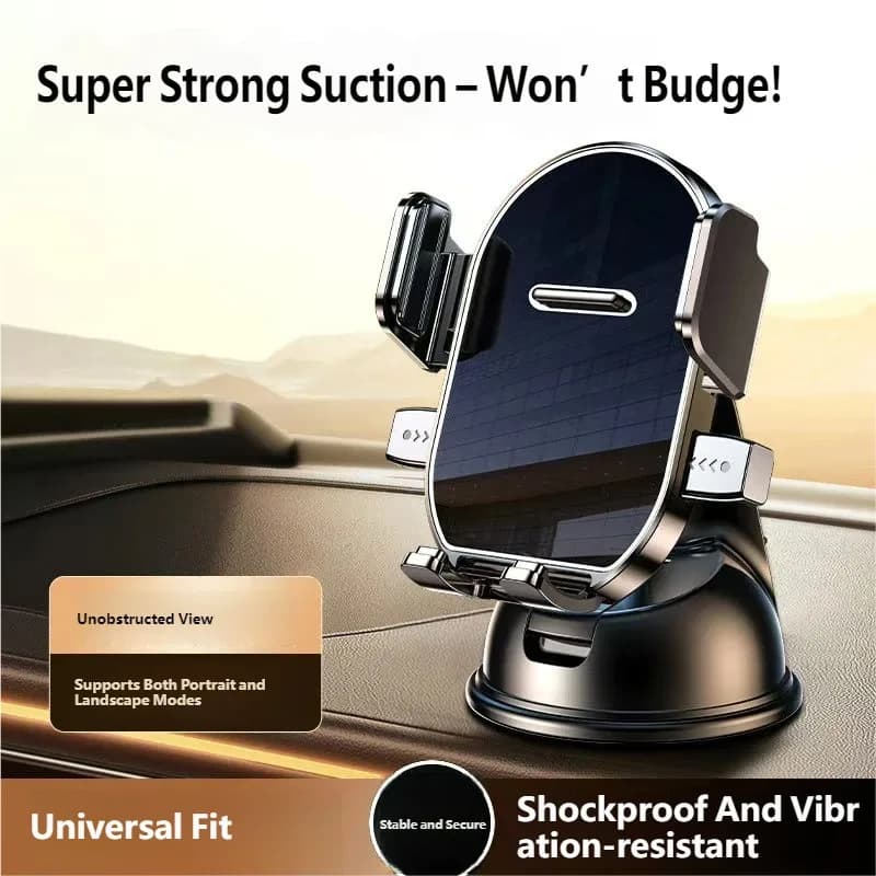 360 ° Supporto per telefono da auto girevole da cruscotto - Base a ventosa, blocco automatico, antiurto, supporto universale per navigazione