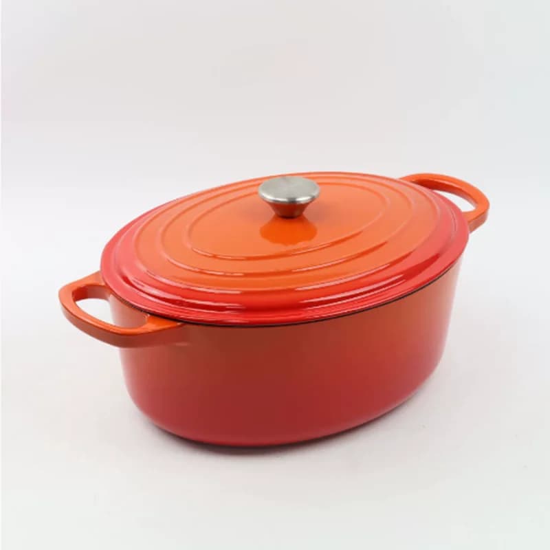 Cottura del pane Stufato Frittura Pentole da cucina in ghisa smaltata Pentola da forno olandese antiaderente Pentole calde ovali con coperchio e manici
