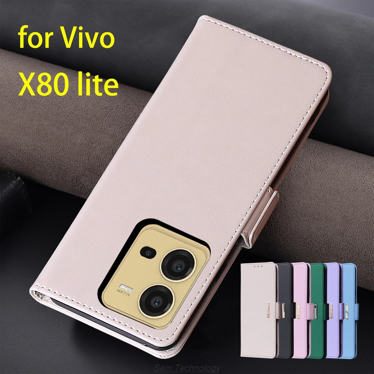 Custodia in pelle con fibbia magnetica per Vivo X80 lite Portafoglio RFID BLOCCO Flip Cover femminile Semplice Capa Fundas Coque