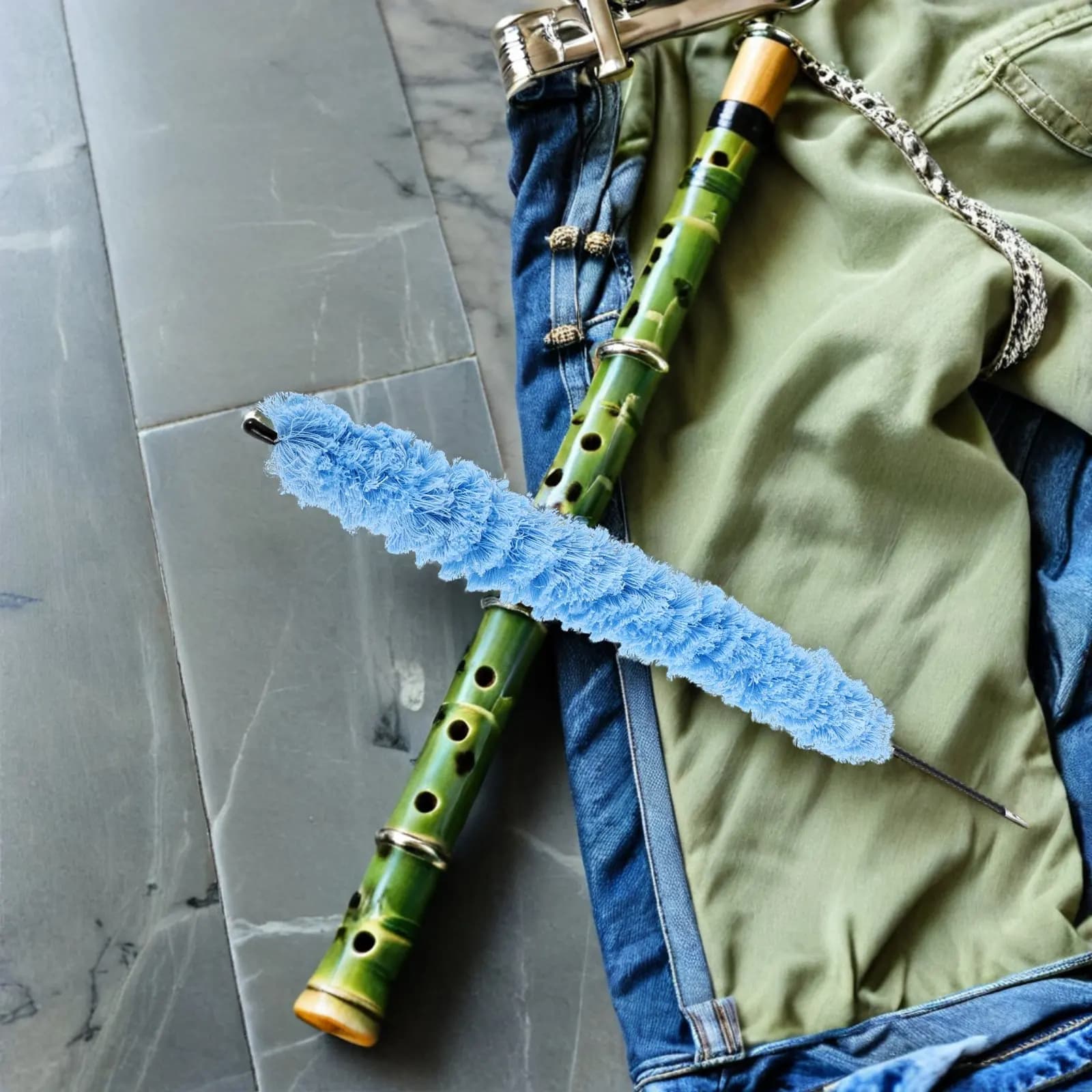 Spazzola per la Pulizia del Flauto, Lavabile e Riutilizzabile, con Asta in Filo di Cotone, per Pulizia Profonda, Accessori per la Cura e Manutenzione degli Strumenti a Fiato in Legno