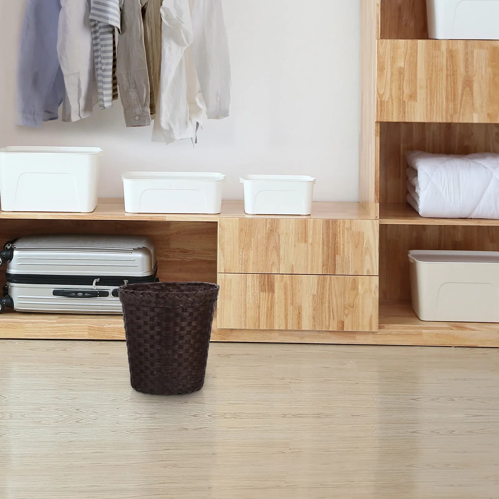 Elegante Cesto Intrecciato Multiuso per Carta e Oggetti, Contenitore per Bagno, Studio, Toilette, Lavanderia