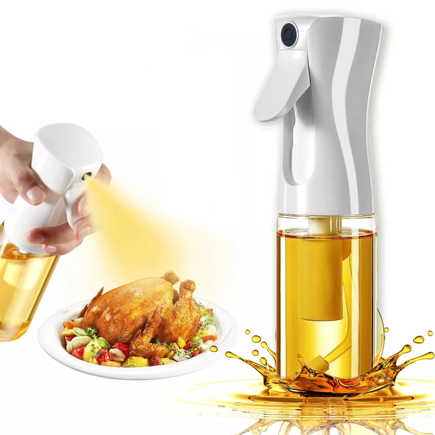 Set di 2 pennelli da 200 ml, spruzzatore di olio d'oliva, bottiglia di vetro, spray da cucina, cottura al barbecue