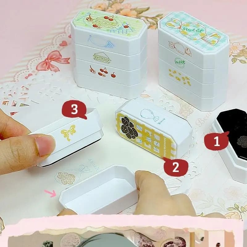 Set di 3 timbri di precisione adatti per diari, biglietti e confezioni regalo, serie Afternoon Tea, set di timbri stratificati sensibili alla luce
