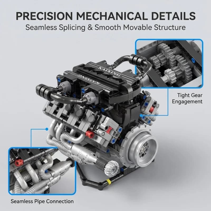 Engine Building Blocks, Simulated Engine Model, Technic Mechanical Assembly Toy, Suitable for Adults and Kids, STEM Educational