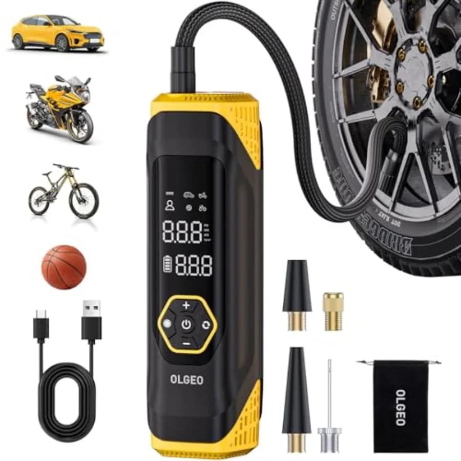 Compressore d'Aria Portatile 180PSI Gonfiatore Pneumatici Senza Fili con Manometro Pompa d'Aria Intelligente con Un Solo Clic per Auto Moto Bicicletta B