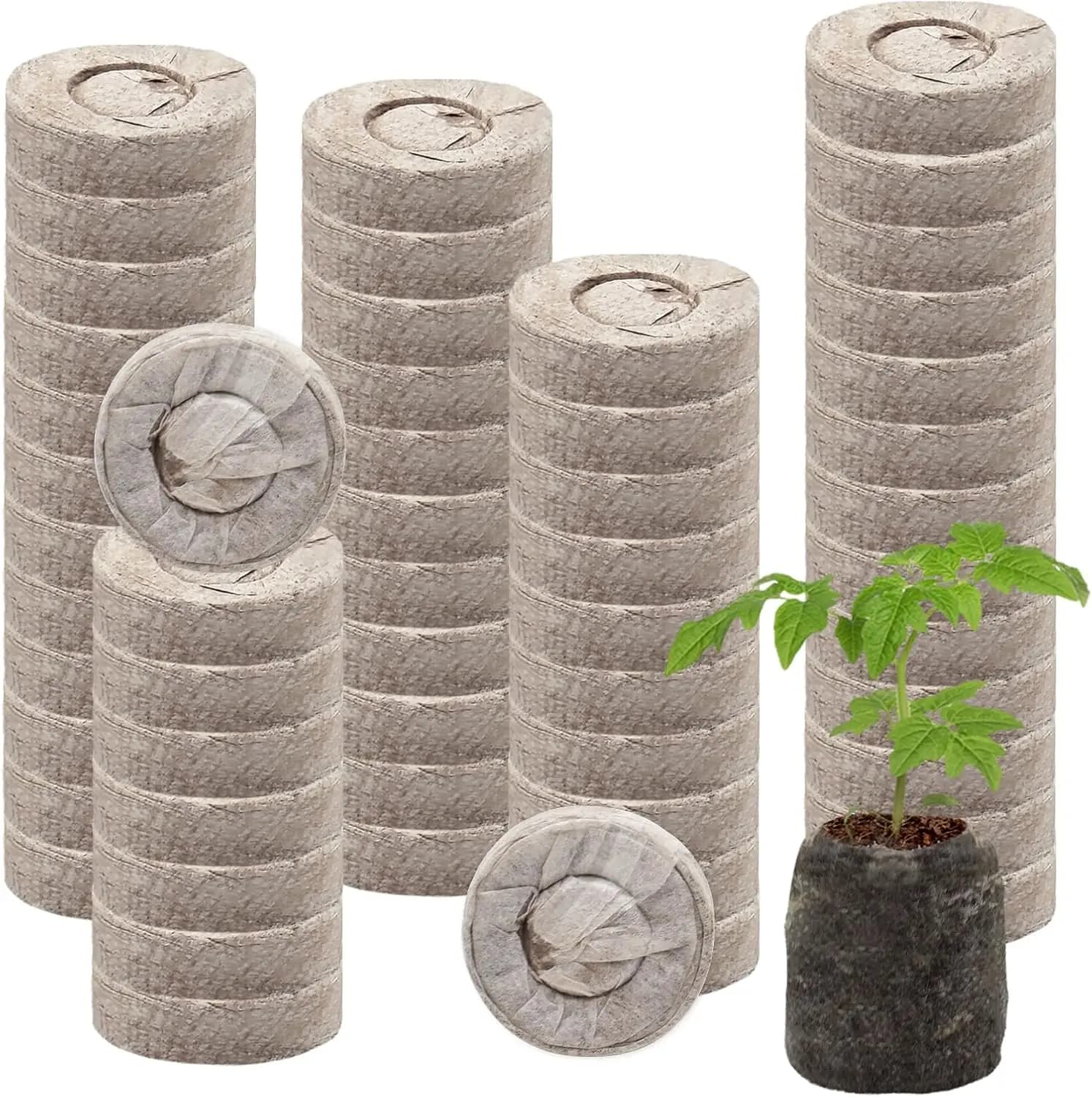 55 Pezzi Pellet di Torba da 30mm per Semina, Capsule di Terreno Compresso per Piantine, Terriccio Espandibile per Fiori e Verdure