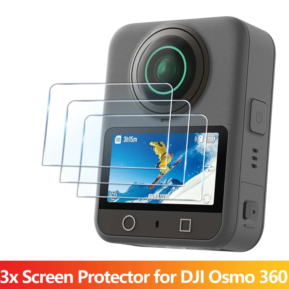 Confezione da 3 pellicole protettive in vetro temperato per DJI Osmo 360, durezza 9H, antigraffio, anti-impronta, trasparente HD, pellicola ultrasottile