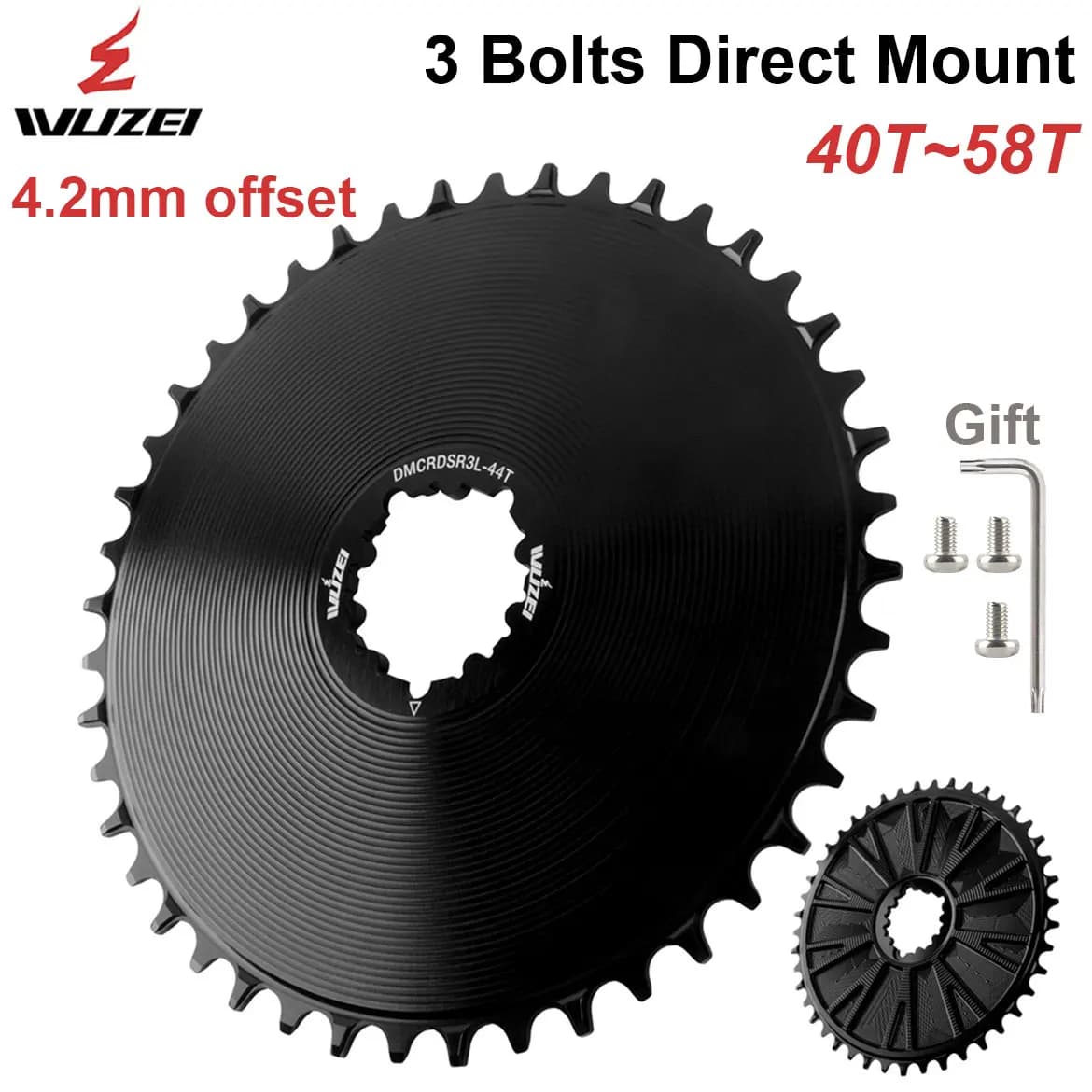 Wuzei 3 Bulloni Corona per bicicletta Bici da strada Ruota di catena larga stretta 4.2mm Offset Corona per pignone per bici da strada in ghiaia per manovella SRAM GXP