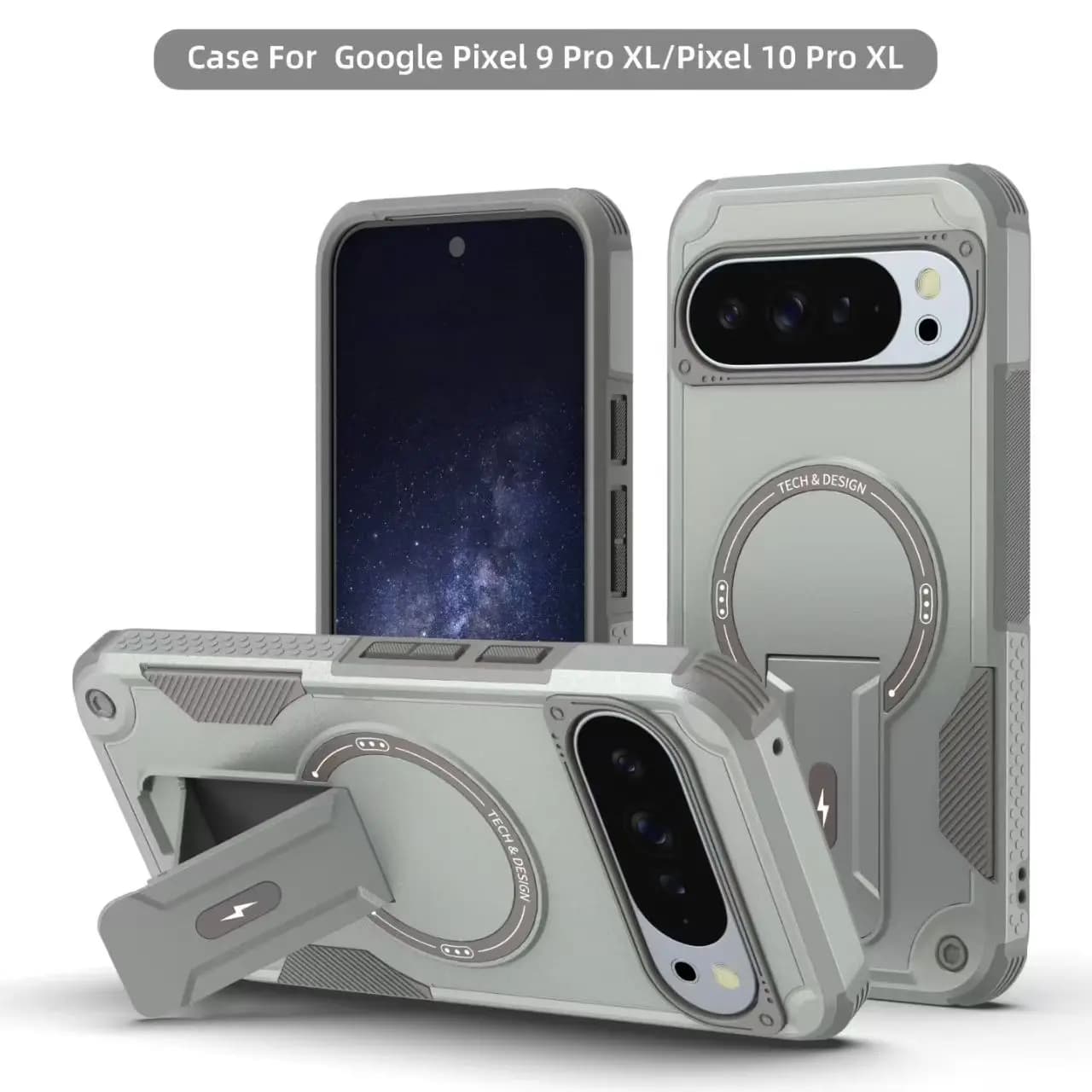 Armor Heavy-Duty Drop-Proof Magnetic Bracket Phone Case For Magsafe Wireless Cover for Google Pixel 10 9 10 Pro XL 9 Pro XL