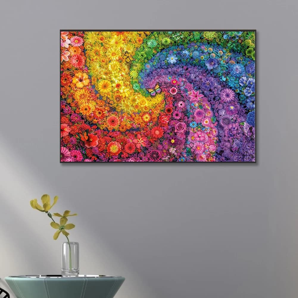 Kit Pittura Diamante Fai da Te con Diamanti AB Parziali a Forma di Fiore, Decorazione 70x50cm