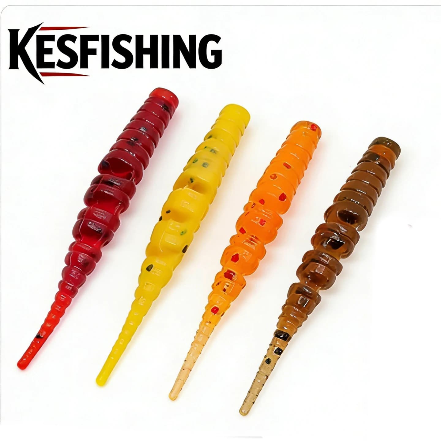 KESFISHING Esche a vite senza fine Polaris 42mm Pesca Bass Trota Pesca sul ghiaccio invernale Sali e profumi per iniezione Esche morbide
