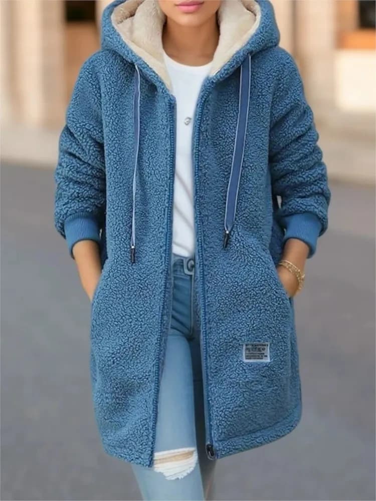 Autunno Inverno delle nuove donne foderate in pile ispessito giacca di media lunghezza stile versione coreana cardigan ampio top cappotti