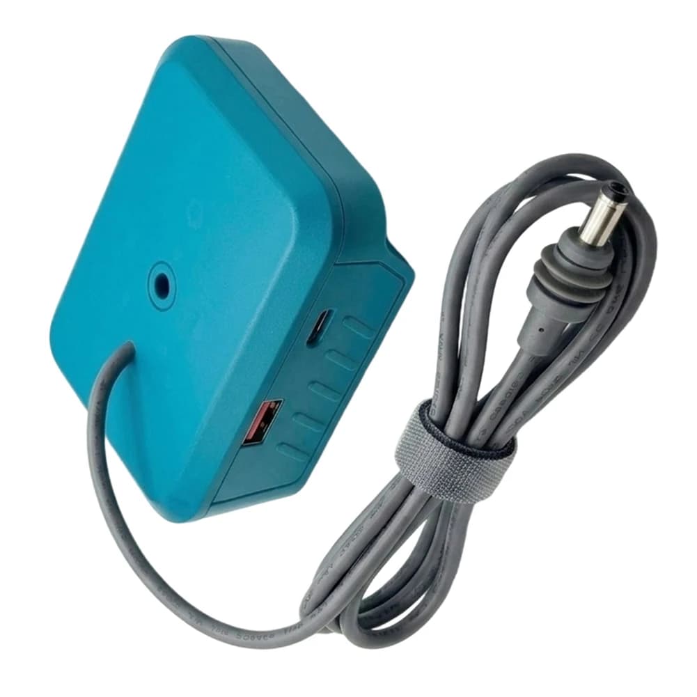 Adattatore DC 18W con USB-A e USB-C per Utensili a Batteria al Litio 18V BL1830 BL1840 BL1850 BL1860, Luci da Lavoro, Ventilatori, Cavo da 96cm