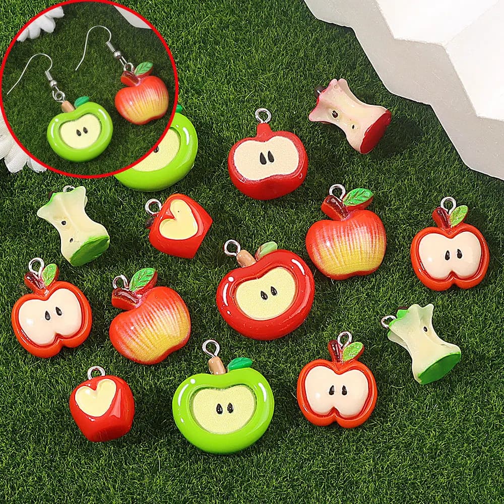 2/8/18 pezzi Pendenti a forma di mela rosso verde in vari stili, collane fai da teOrecchini, San Valentino NataleHalloweenGiftAccessori