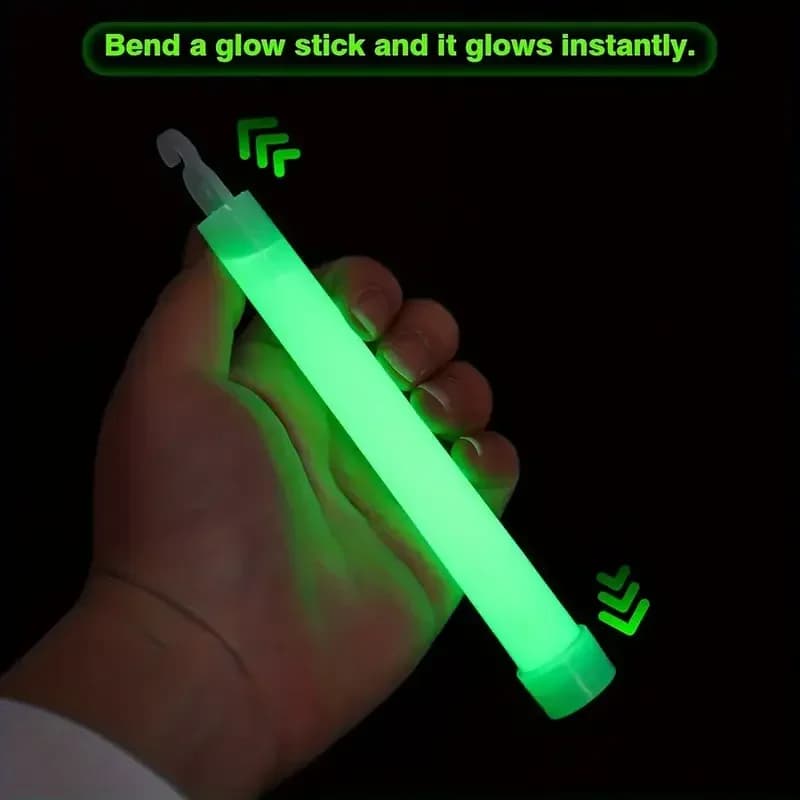Mini bastoncini luminosi da 6 pollici con gancio, luce fluorescente per campeggio all'aperto, emergenze militari, decorazioni per feste e oggetti di scena per concerti