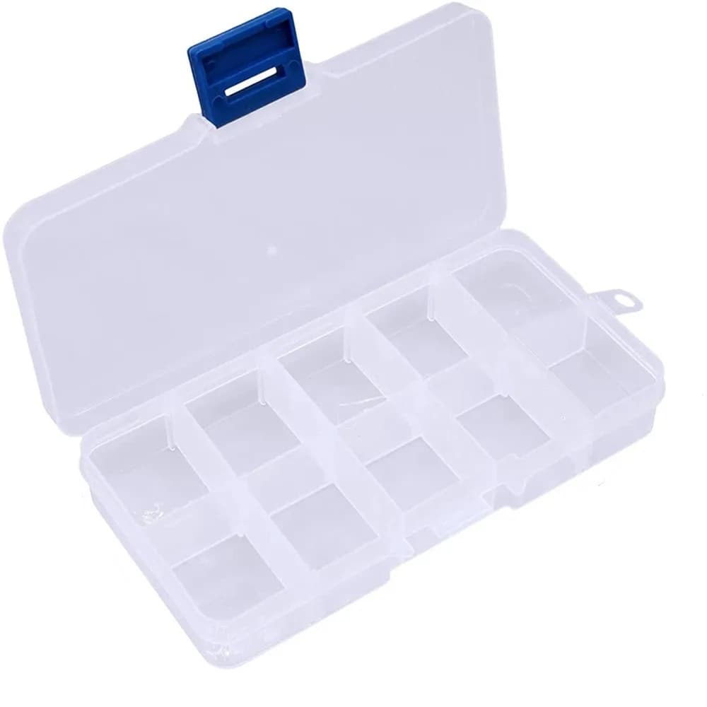Fishing Lure Hook Lure Box Detachable Plastic Transparent Square 10 Compartments Fishing Box Fishing Tackle Box Storage Box