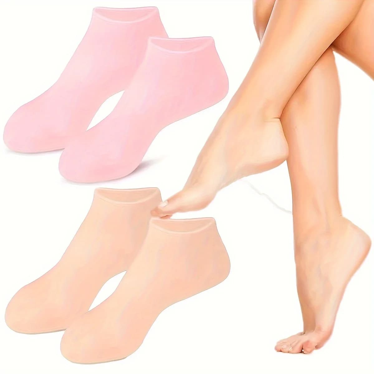 Pack of 2 moisturizing masks for ultra soft silicone feet for dry and cracked feet - Pair with moisturizing for exfoliating foot care