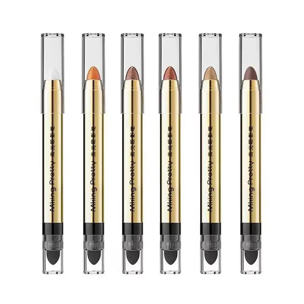 1 Pezzo Matita Ombretto Durevole a Doppia Punta, Glitter e Opaca, Lunga Durata, 6 Colori, Penna per il Trucco Occhi Effetto Baco da Seta, Cosmetico