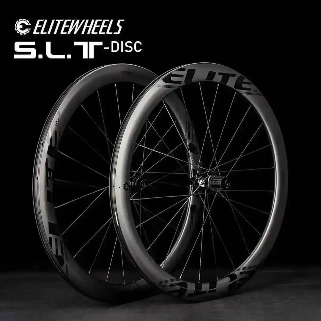 ELITEWHEELS SLT Disco da strada Set di ruote in carbonio Cuscinetto in ceramica Mozzo di bloccaggio centrale Ruote per biciclett
