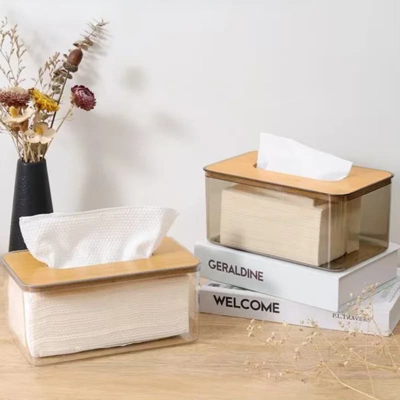 Scatola per fazzoletti in acrilico trasparente Porta tovaglioli moderno nordico Custodia per fazzoletti in legno Porta carta igienica Accessori per organizer da cucina