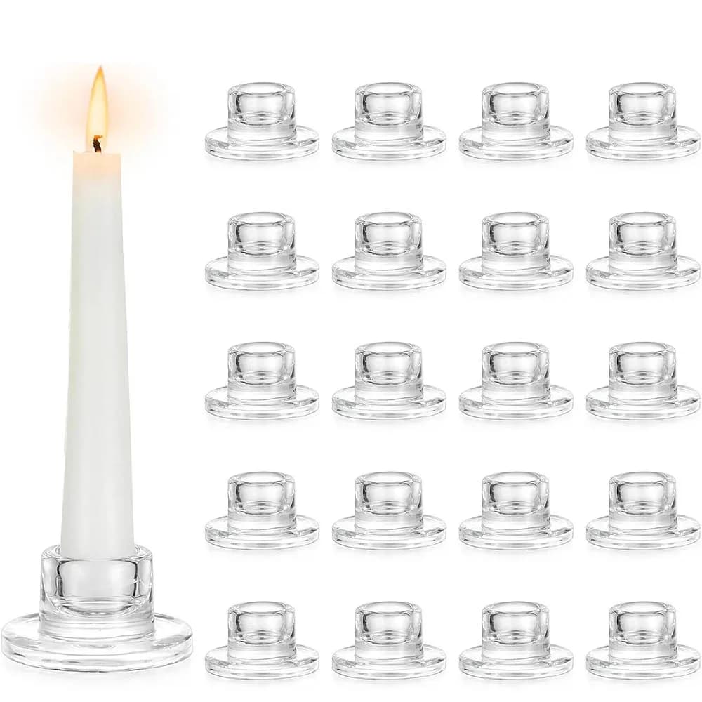 Candlestick Holders Clear Short Tapered Candle Holder for Table Centerpiece Wedding Party Advent Christmas Home Decorations