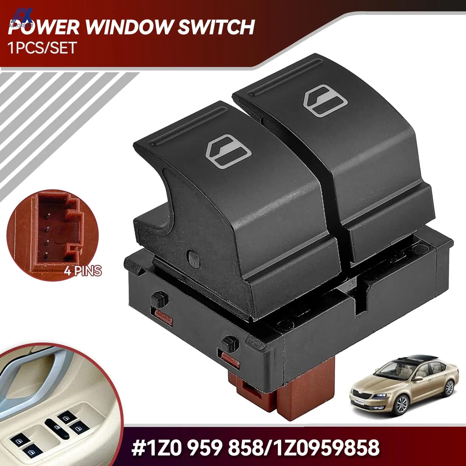 Car Drive Side Electronic Window Master Control Switch Button for SKODA YETI FABIA MK2 OCTAVIA 2 ROOMSTER 1Z0 959 858 1Z0959858