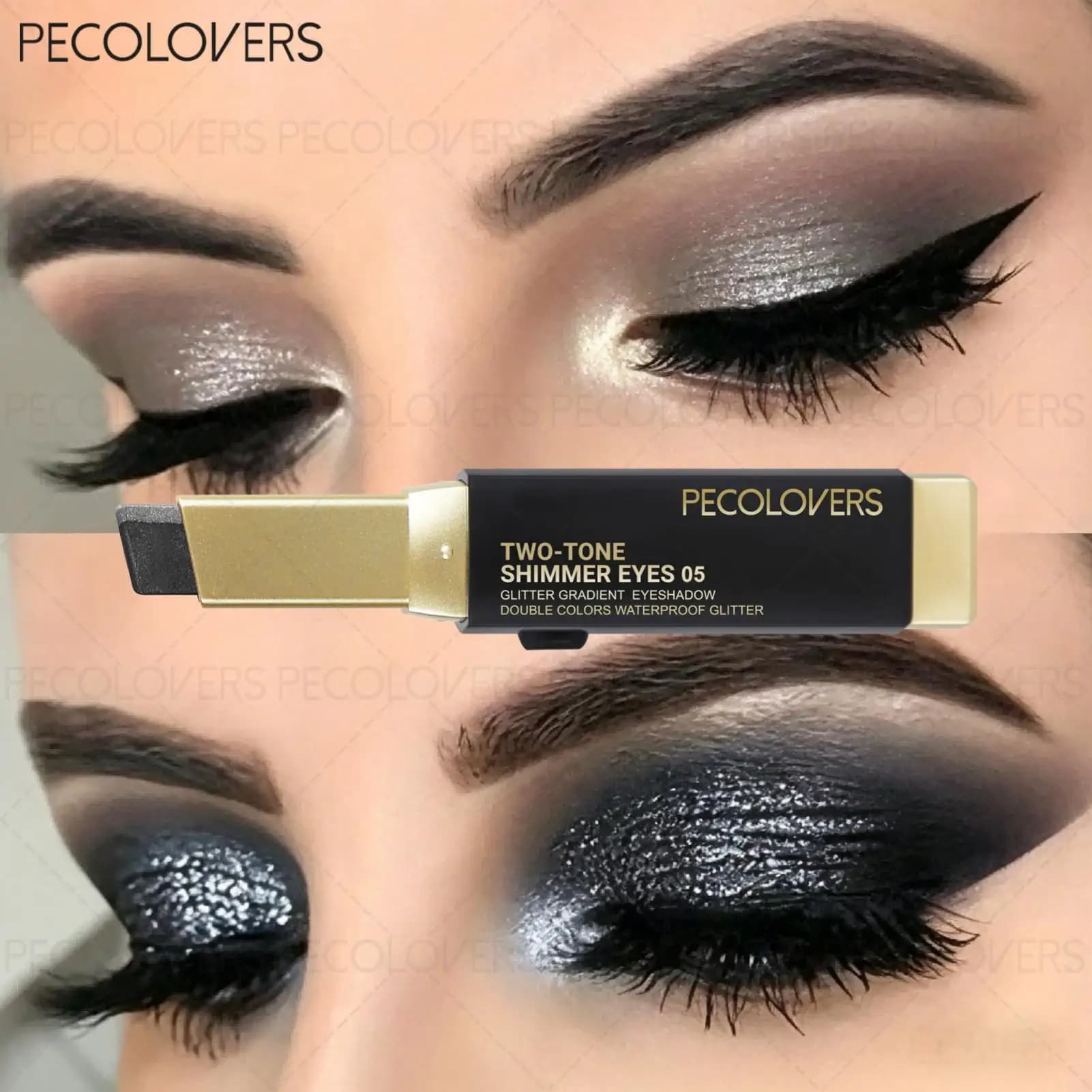 1PC Smoked Dual-Color Eyeshadow Stick, Nero Opaco - Trucco Smoky e Gotico, Progettato per Contouring e Illuminazione