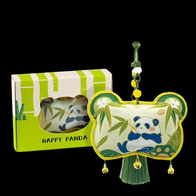 Embroidery Panda Portable Hanfu Purse Car Air Freshener Lucky Peace Hanging Ornament - Peaceful Driving Experience