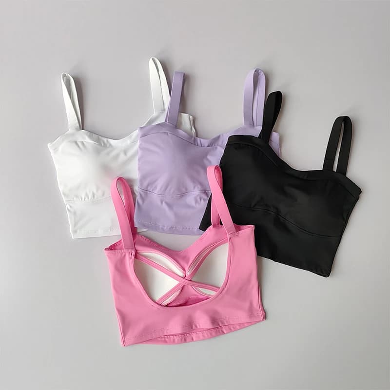 Beautiful sports bra with back straps for women fluffy, shock-absorbing straps from Yoga and quick drying fitness