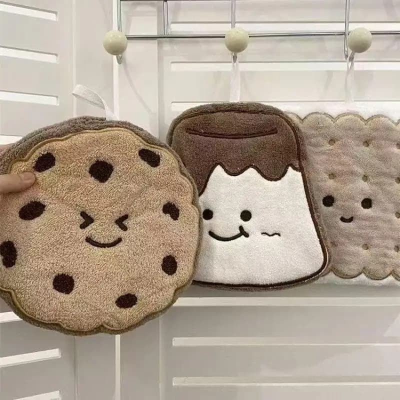 Asciugamano in pile corallo con motivo cartone animato, ad asciugatura rapida, assorbente, da appendere, per bagno e cucina