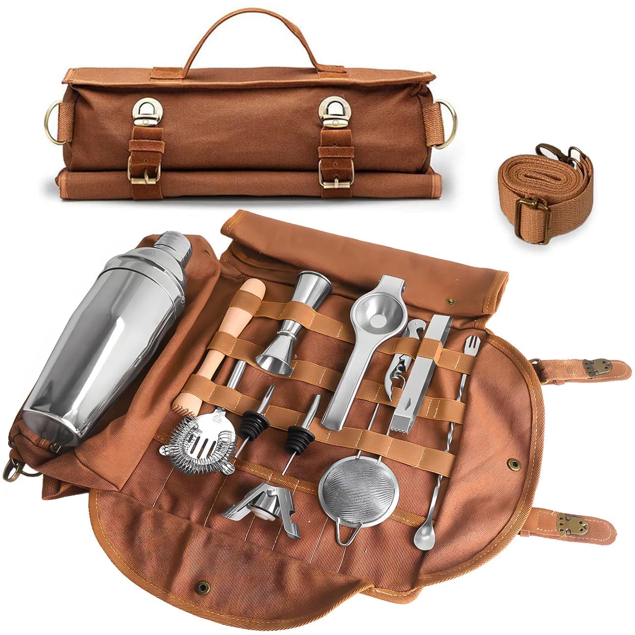 Professional Bartender Kit Travel Bag Portable Bar Bartending Tool Bag Cocktail Mixer Shaker Wine Set Empty Storage Bag No Tools
