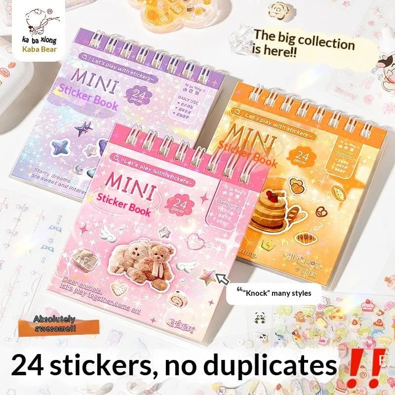 [YU]24Pcs/pack DIY Scrapbook Supplies Kawaii Journaling Collage Sticker Book High Beauty Cute Diary Decoration Decals Crafts