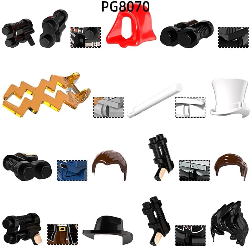Set di Blocchi MOC PG8070 con Accessori per Action Figure: Pantaloni, Capelli, Mantello, Bastone, Modelli e Mattoncini - Regali e Giocattoli