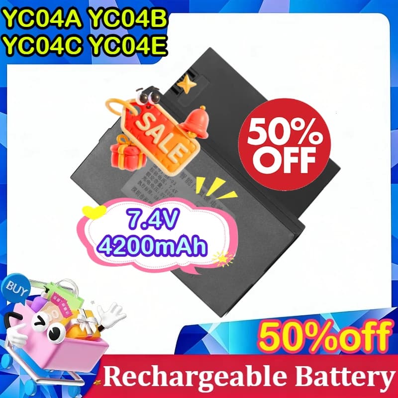 Batteria al litio da 7.4V 4200mAh per serratura smart con password, blocco completamente automatico, compatibile con YC04A YC04B YC04C YC04E, porta di ricarica USB-C