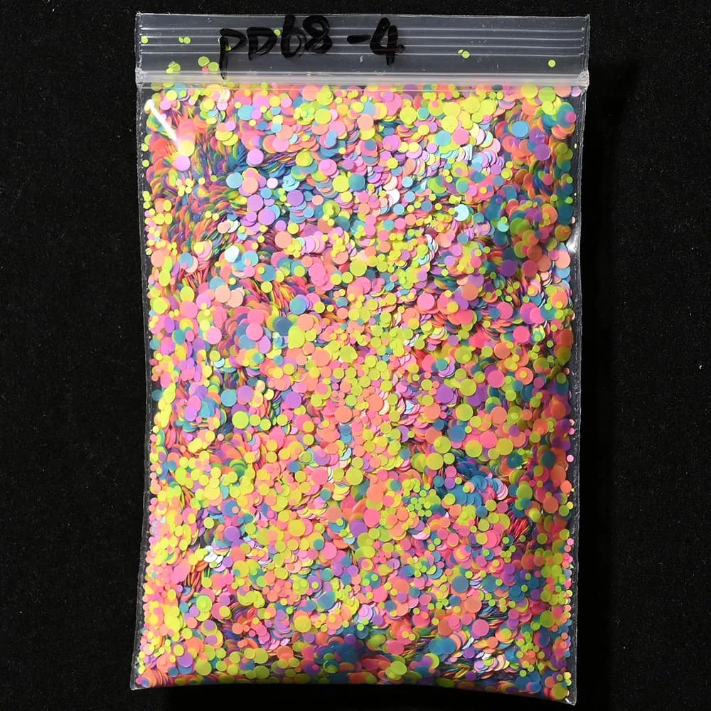 50 g/borsa Neon Formato Misto Cerchio Paillettes per unghie Ultra-sottile Bolla di Fluorescenza Rotonda Glitter Fiocchi Smalto FAI DA TE Unghie artistiche Decorazioni