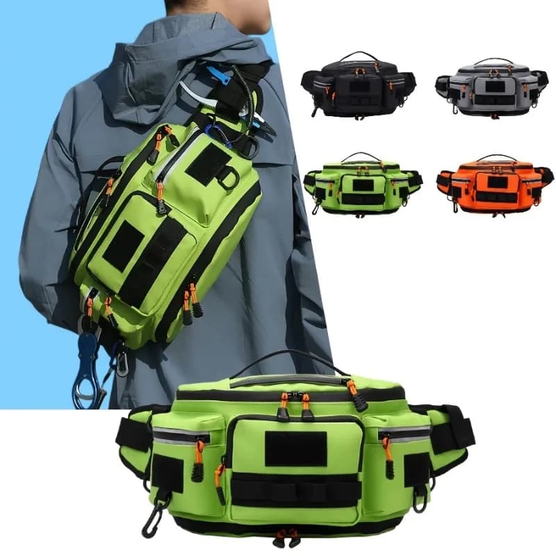 Large Capacity Multifunctional Lure Fishing Waist Pack with Multiple Pockets, Men's Expandable Chest Bag