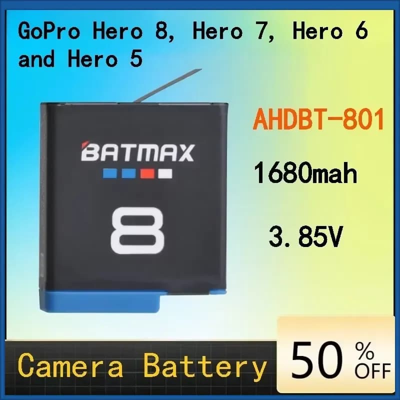 New AHDBT-801 1680mAh 8th Generation Battery Compatible with GoPro Hero 8/ 7/6 and Hero 5 Action Cameras