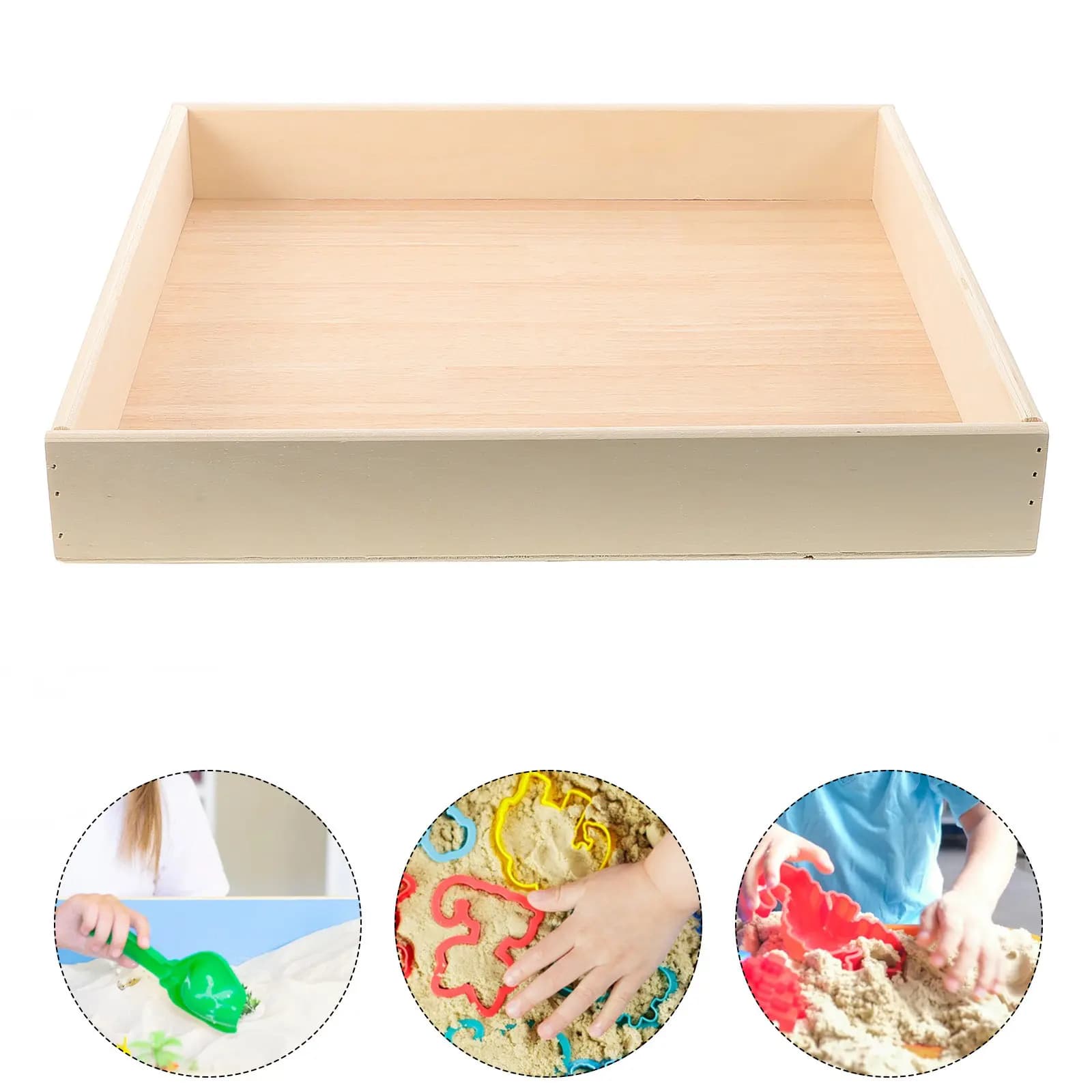 Children Wooden Sand Tray Sandbox Compact Durable Indoor Outdoor Creative Play Storage Box Sand Tray Portable Sandbox