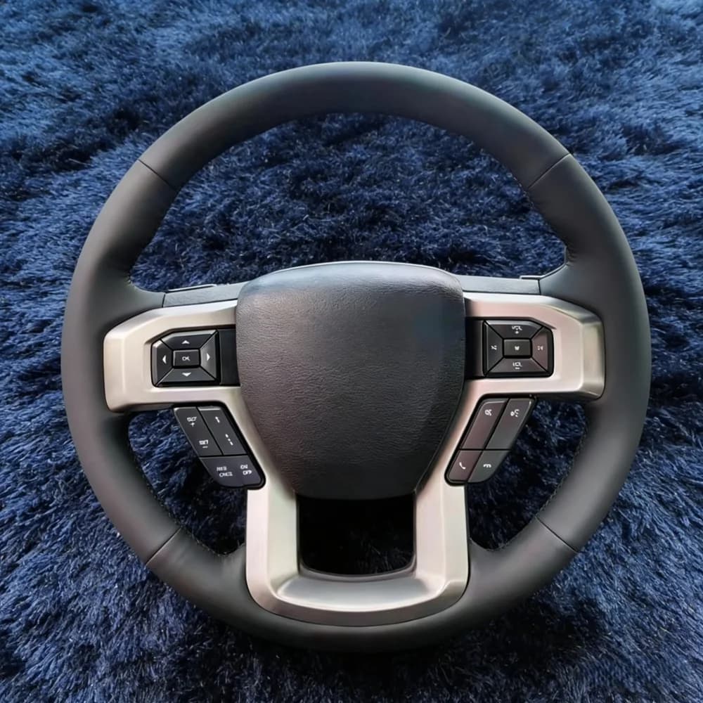Coprivolante in Pelle Artificiale Nera Traforata Antiscivolo Cucita a Mano per Interni Auto F150 2015-2019 per Ford Raptor