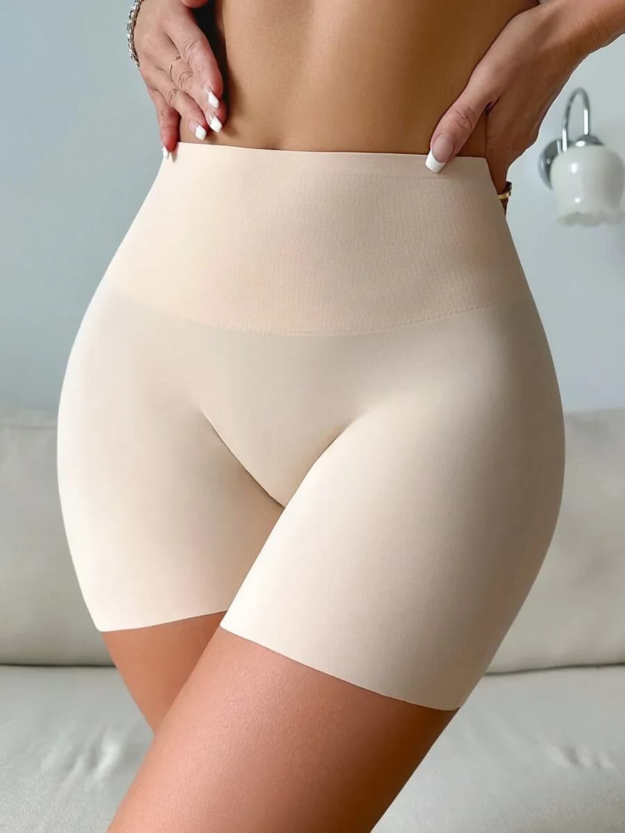 Pantaloncini modellanti senza cuciture a vita alta color nude per modellare vita e cosce