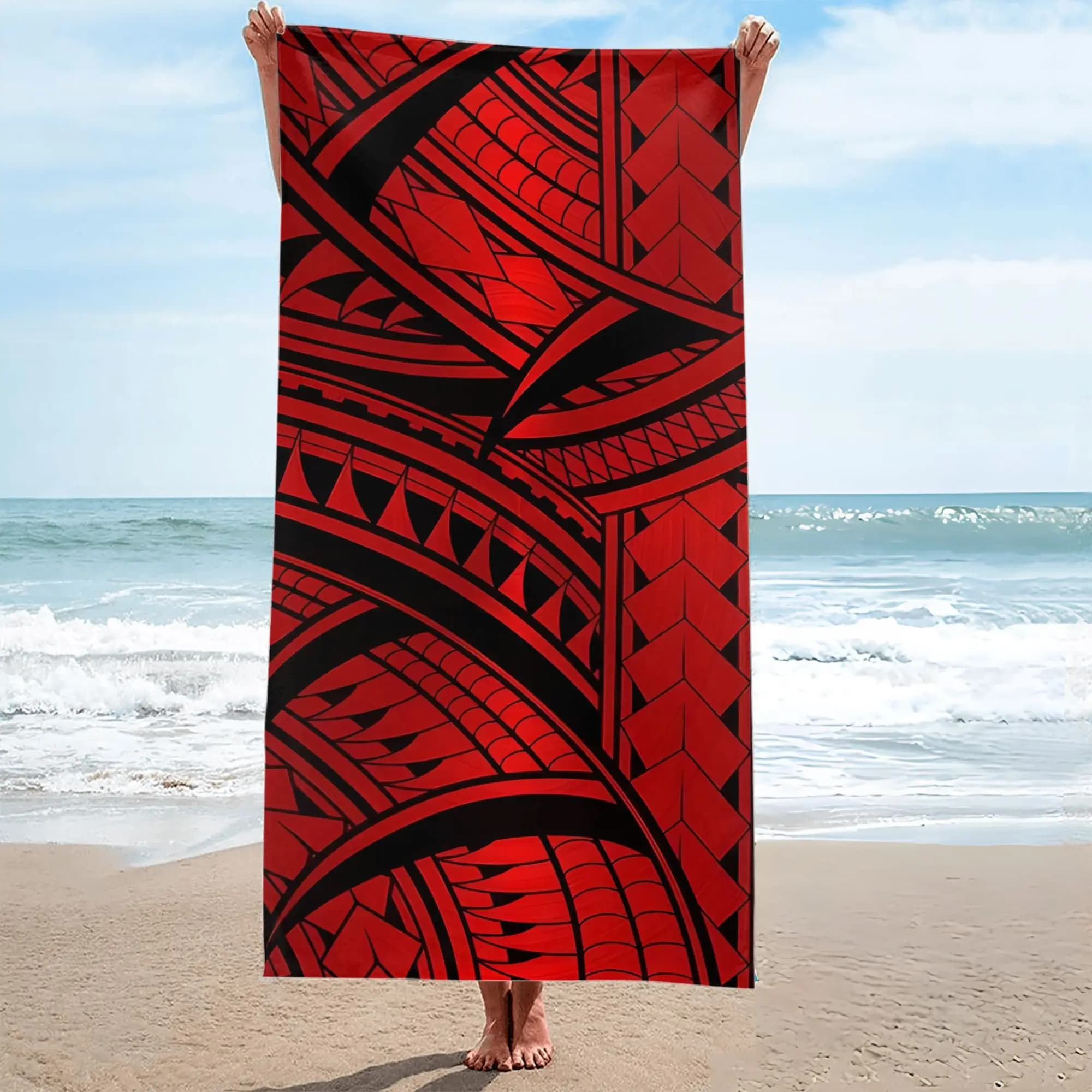 Asciugamano morbido da nuoto con motivo polinesiano, perfetto per viaggi estivi e per l'uso in doccia, asciugamano da viaggio artistico, asciugamano da spiaggia resistente